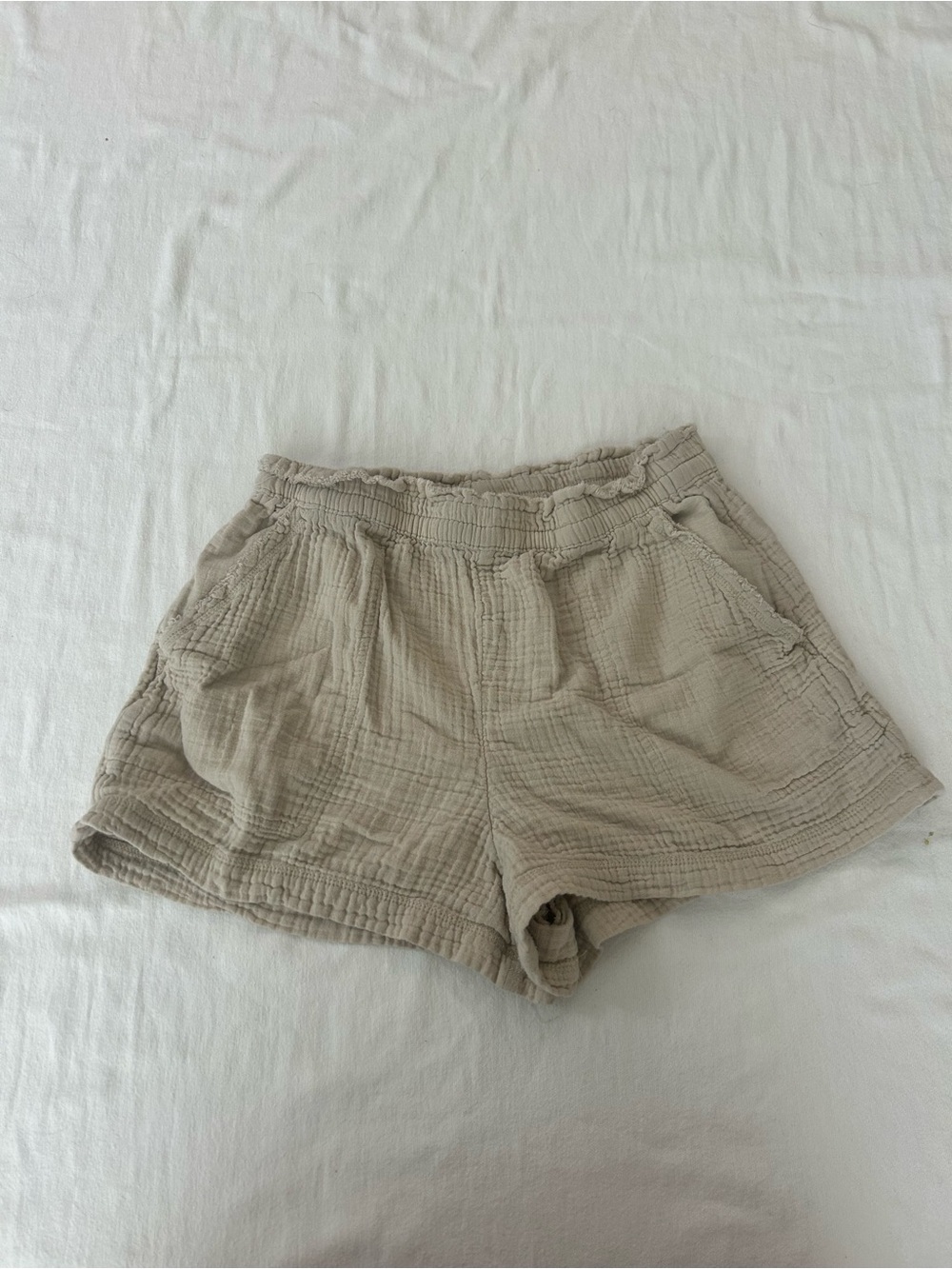 Aerie Womens Medium Beige Double Gauze 100% Cotton Pull On Shorts